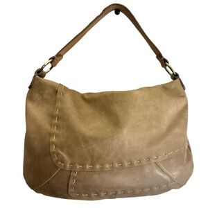 Desmo Made In Italy Italian Leather Hobo Shoulder Bag Handbag ~Tan